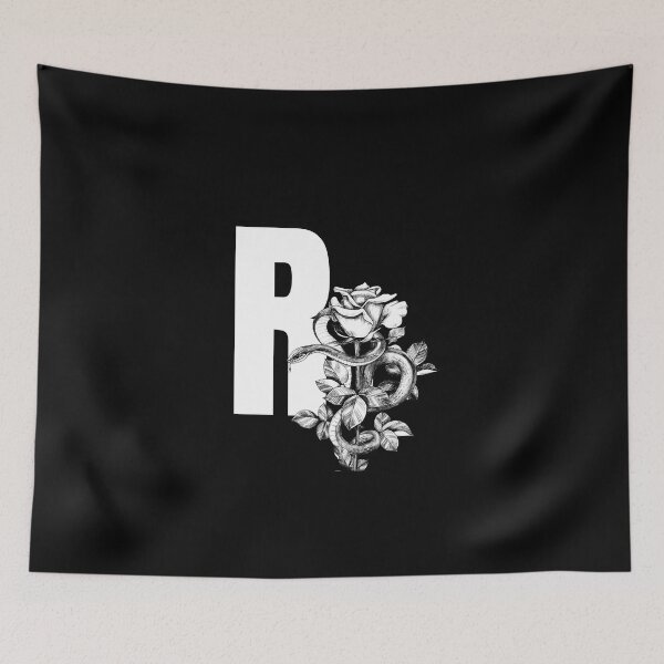 Item preview, R Botanical Monogram. Peony snake floral letter designed and sold by Emotionsy.