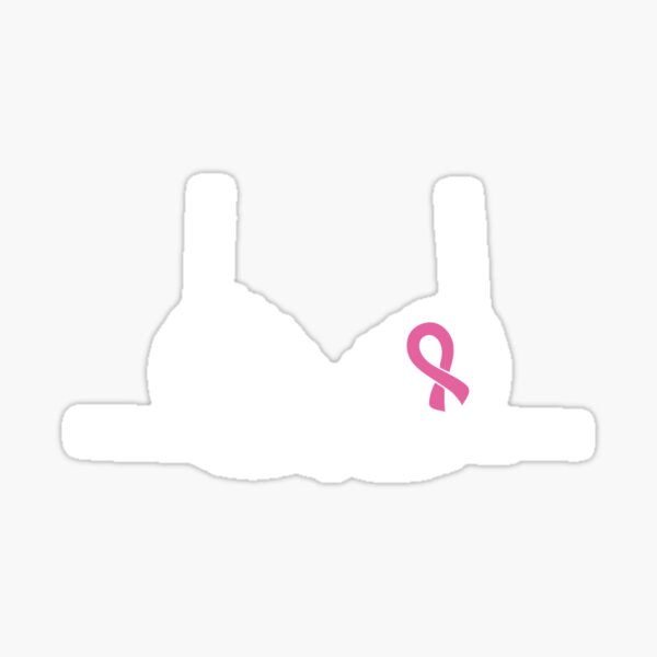 Lacy Bra with Pink Ribbon Breast Cancer Awareness Sticker