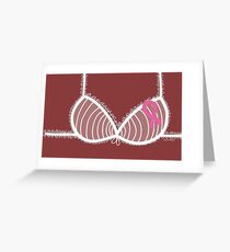 Lacy Bra with Pink Ribbon Breast Cancer Awareness Greeting Card