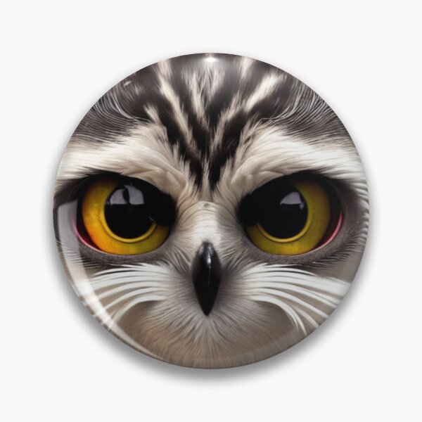 Item preview, Angry Grumpy Face Hybrid Grey Fluffy Cat Owl designed and sold by Cawaiico.