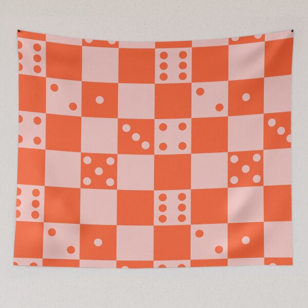 Item preview, Checkered Dice Pattern (Creamy Pink and Sweet Orange Color Palette) by tartagain designed and sold by tartagain.