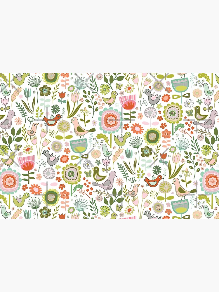 Thumbnail 6 of 6, Bath Mat, Birds and Blooms - Springtime - Pretty Floral Bird Pattern by Cecca Designs designed and sold by Cecca-Designs.