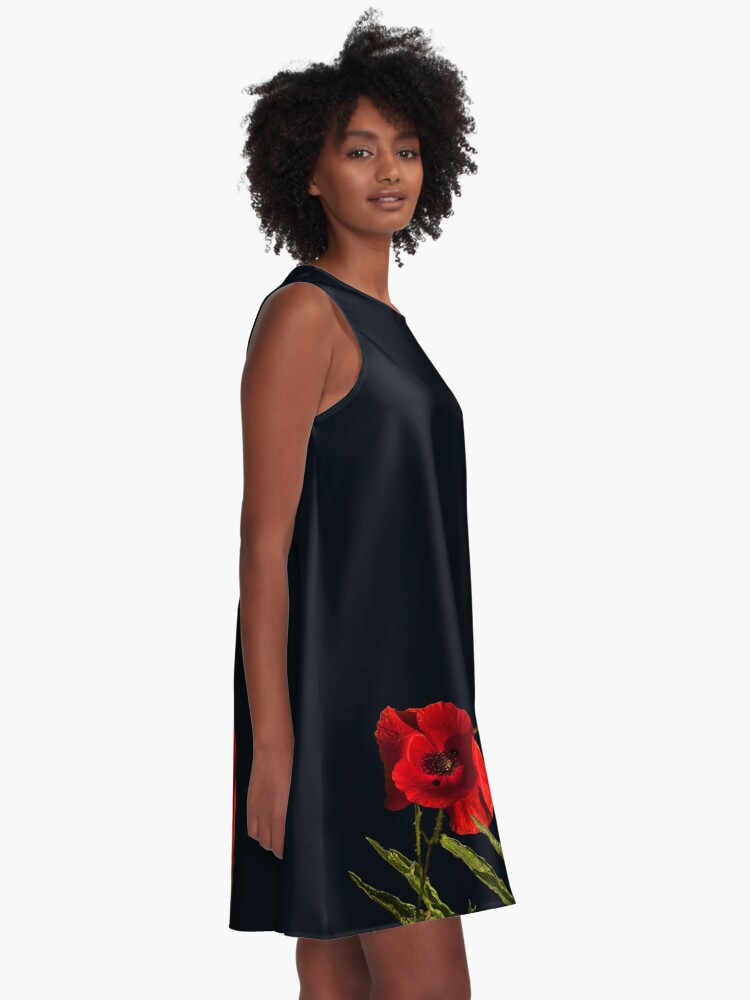 Black dress with outlet poppies