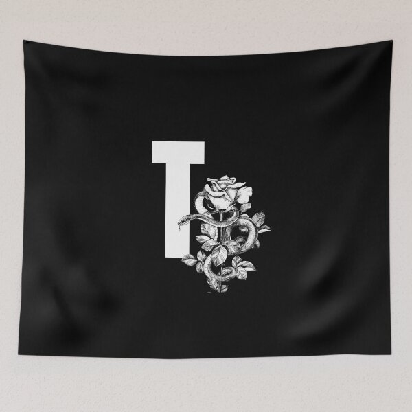 Item preview, T Botanical Monogram. Peony snake floral letter designed and sold by Emotionsy.