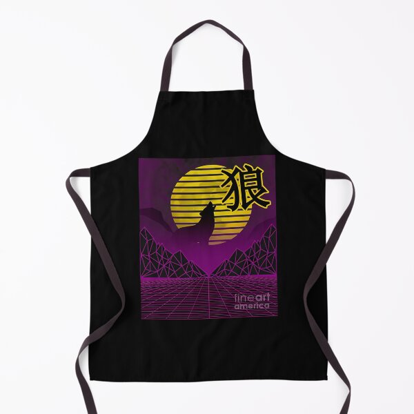 Item preview, vaporwave cyberpunk wolf howling at the moon with kanji text print dc designs suamaceir designed and sold by bilacimaiyep.