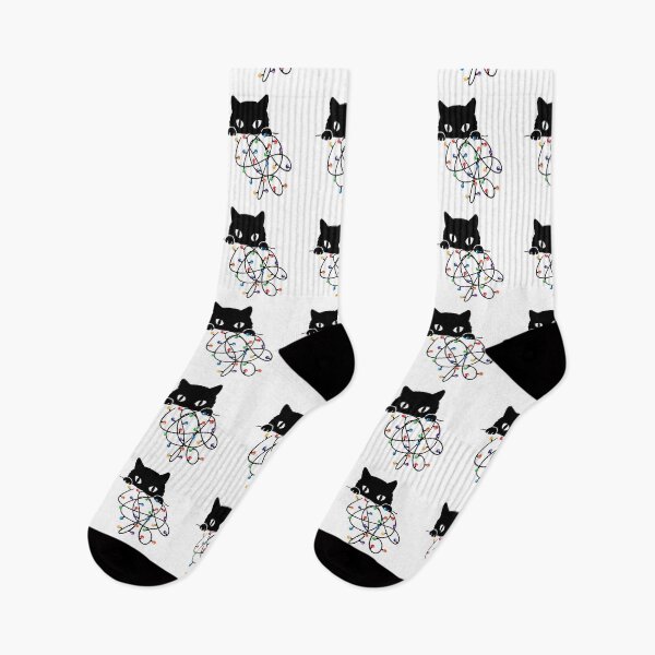 Item preview, Black cat with christmas lights designed and sold by moxdesign.
