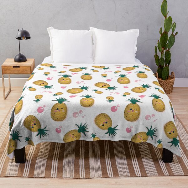 Item preview, Kawaii Pineapples & Pink Bubbles Seamless Pattern designed and sold by Latoblooms.
