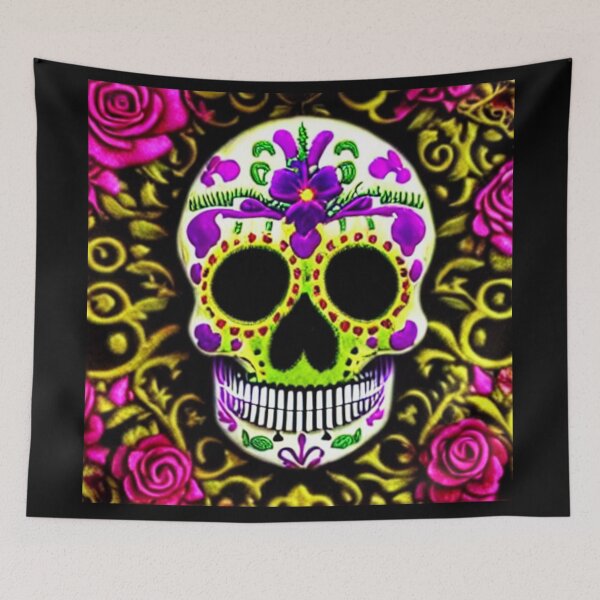 Item preview, Sugar skull, Santa Muerte,Victorian Ghotic Floral Skull, skull with floral designed and sold by ValleyDream.