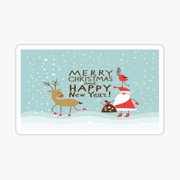 Merry Christmas and Happy New Year Sticker