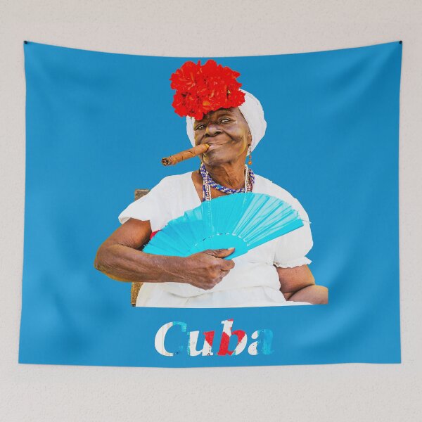 Item preview, Cuban Woman With Cigar And Blue Fan designed and sold by Paul Thompson Photography.