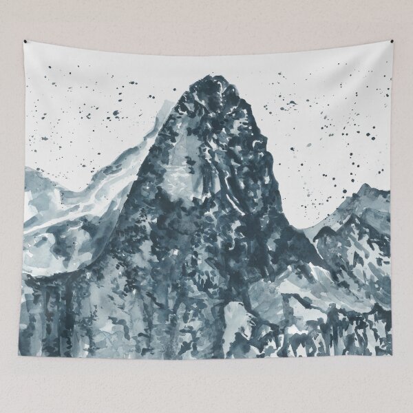 Item preview, Watercolor blue landscape, abstract landscape, mountain K2 designed and sold by anaozzart.