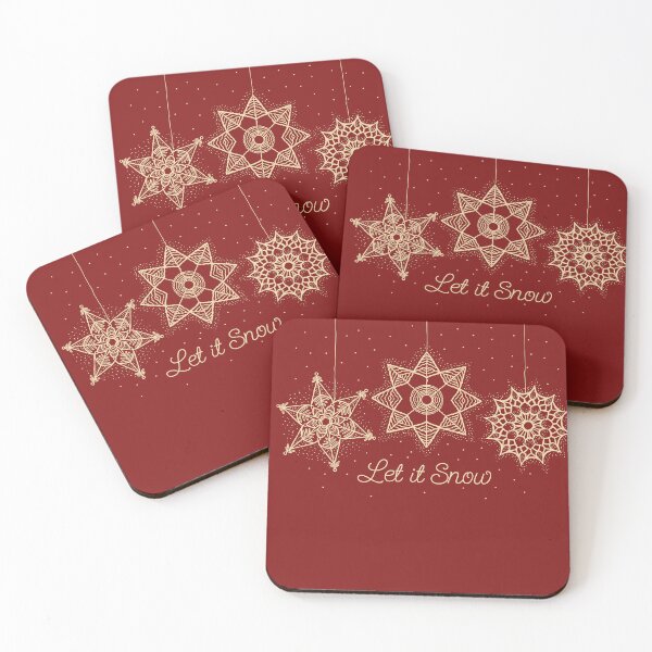 Item preview, Let it Snow Christmas gold snowflake illustration. Hand-drawn macrame snowflakes trendy illustration. designed and sold by ChrisiMM.