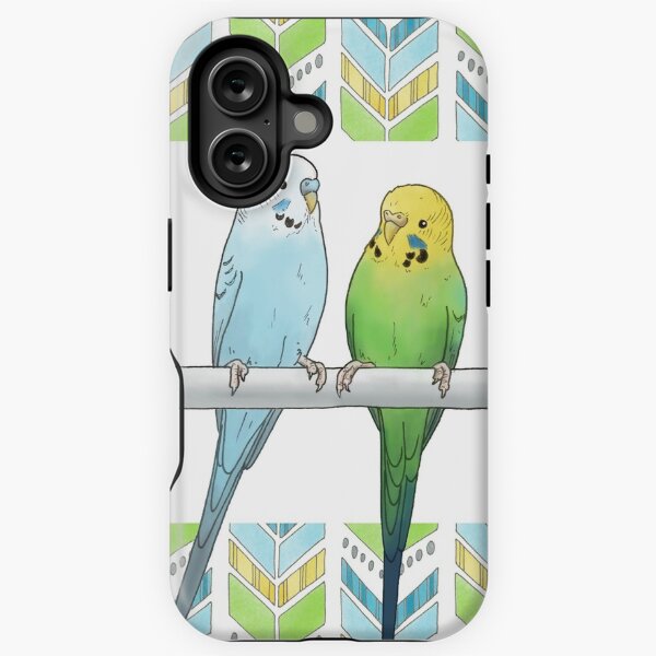 Item preview, Rows of Budgies pet birds sitting on a perch a on white background designed and sold by Hazel Fisher.