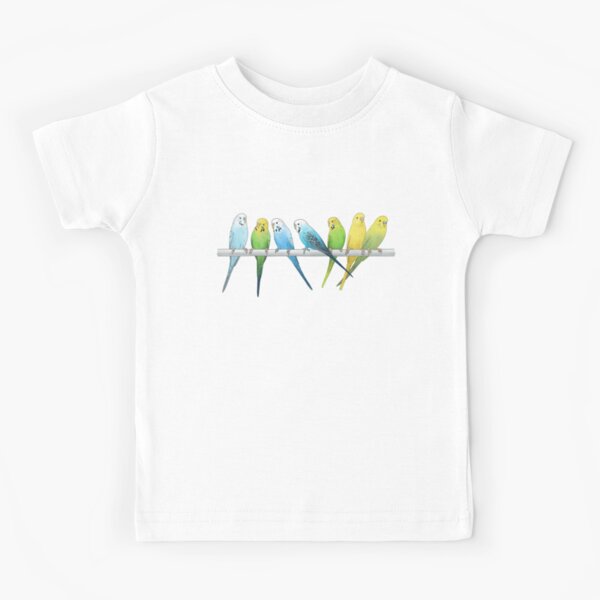 Item preview, Rows of Budgies pet birds sitting on a perch a on white background designed and sold by Hazel Fisher.