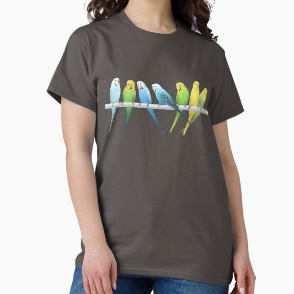 Item preview, Rows of Budgies pet birds sitting on a perch a on white background designed and sold by HazelFisher.
