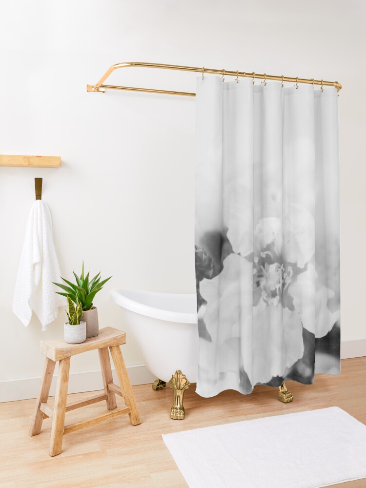 Shower Curtain Black And White Blossoms by ARTbyJWP | redbubble.com