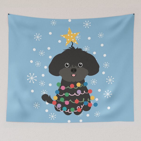 Item preview, Black Shih Poo Shihpoo Shih Tzu Poodle Mix Christmas Tree  designed and sold by Lulupainting.
