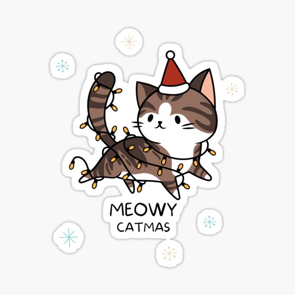 Meowy Catmas Merry Christmas Cat Sticker