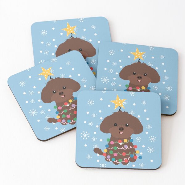 Item preview, Chocolate Shih Poo Shihpoo Shih Tzu Poodle Mix Christmas Tree  designed and sold by Lulupainting.