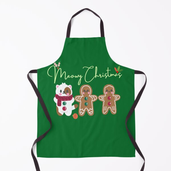 Item preview, Meowy Christmas, Illustration with cute kitten celebrating Christmas, accompanied by two cute gingerbread cookies. designed and sold by Malogue.