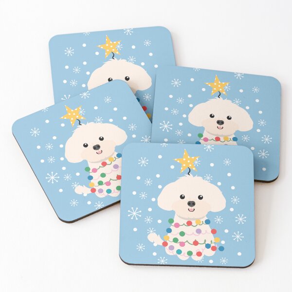 Item preview, White Shih Poo Shihpoo Shih Tzu Poodle Mix Christmas Tree  designed and sold by Lulupainting.