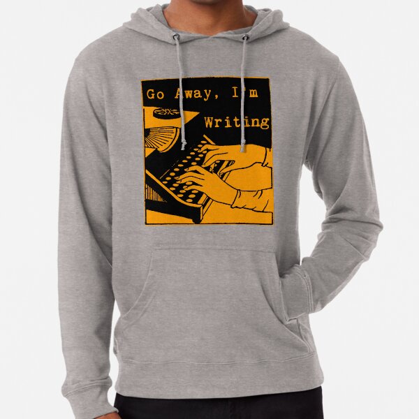 black hoodie with orange writing