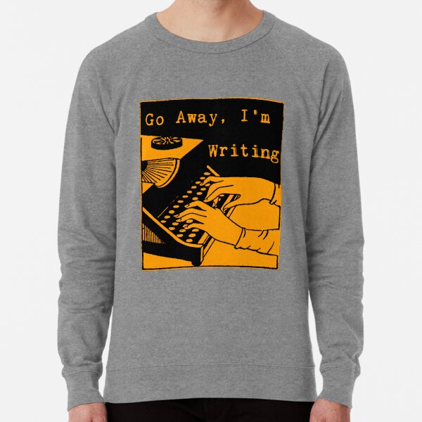 orange sweatshirt with black writing