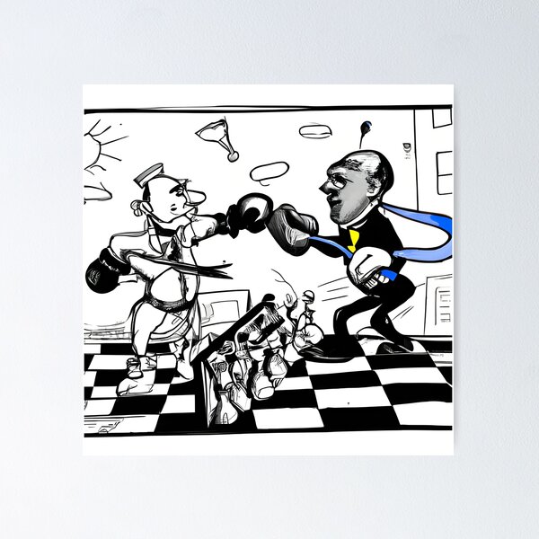 Chess Boxing' Poster, picture, metal print, paint by MAMMIRI ART