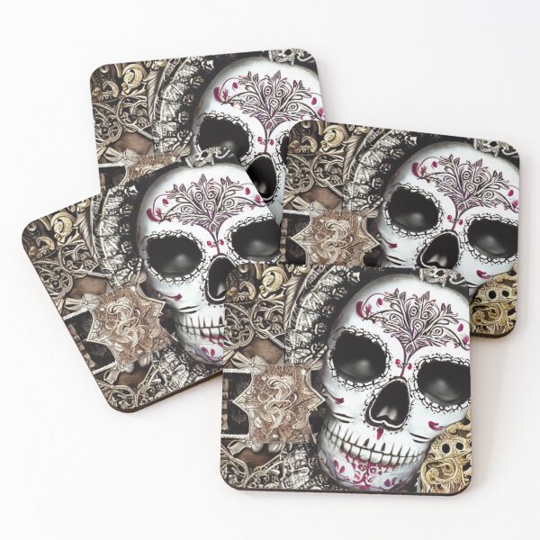 Item preview, Sugar skull, Santa Muerte,Victorian Ghotic Floral Skull, skull with floral designed and sold by ValleyDream.