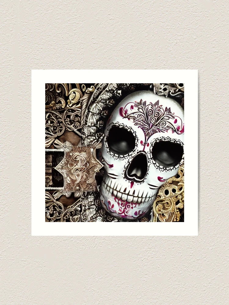 Skull with floral crown | Art Print