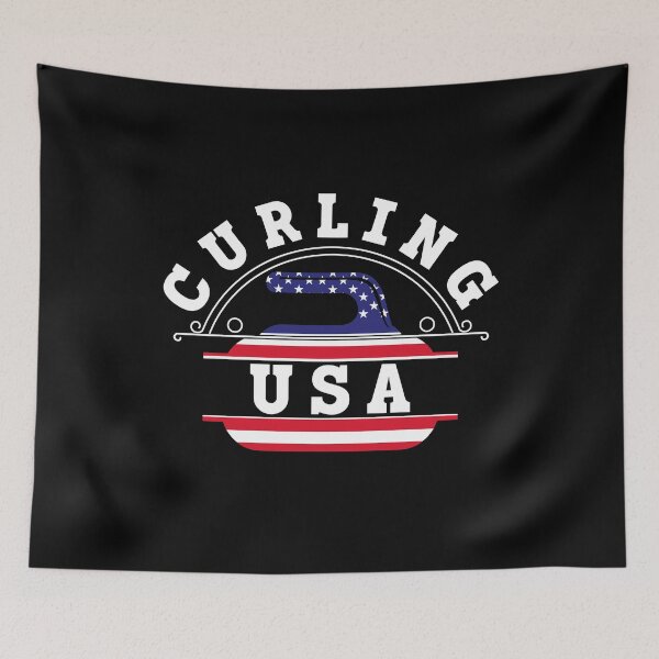 Item preview, Vintage Curling Stone USA Flag Red White Blue Winter Sports designed and sold by rifatart.