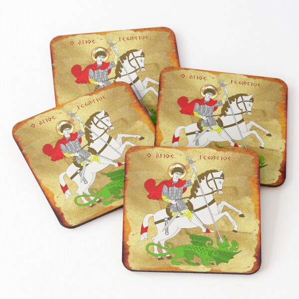 Item preview, Saint George Icon Gold Byzantine Style designed and sold by Yiorgos Designs.