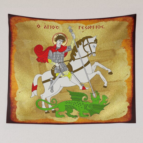 Item preview, Saint George Icon Gold Byzantine Style designed and sold by Yiorgos Designs.
