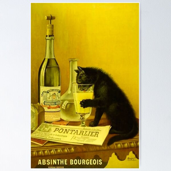 Artikel-Vorschau von Schwarze Katze trinkt Absinth Bourgeois, designt und verkauft von Juaneosborn.