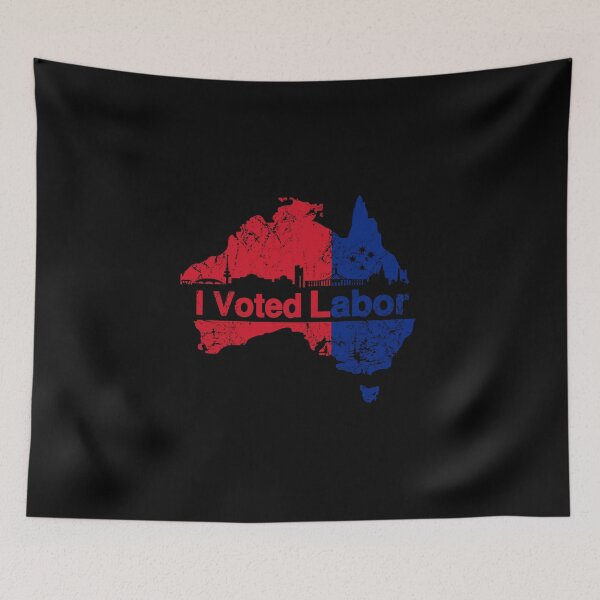 Item preview, I Voted for the Australian Labor Party with Canberra skyline in Black designed and sold by Manoroma.