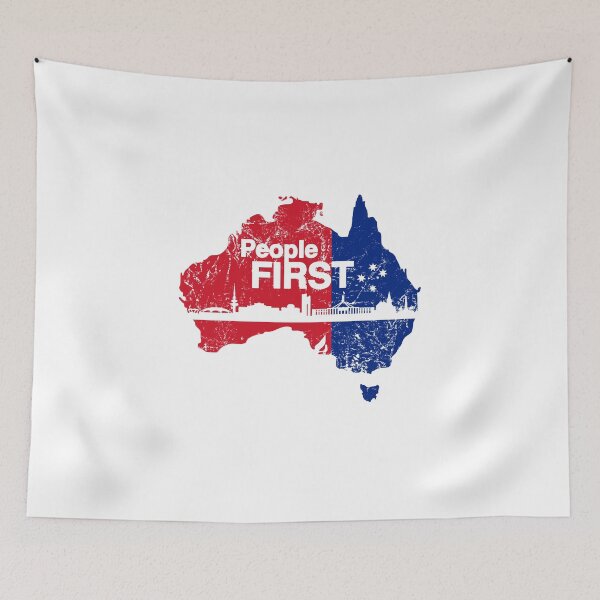 Item preview, Australian Labor Party, People First with Canberra Skyline designed and sold by Manoroma.