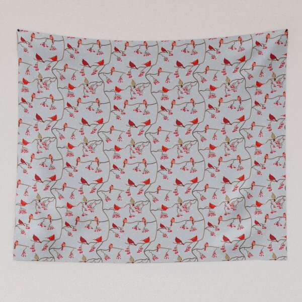 Item preview, Red cardinal birds and winter berries designed and sold by OkopipiDesign.