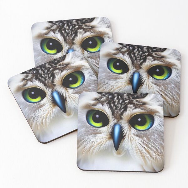 Item preview, Blue Beak Turquoise Expressive Eyes Fluffy Brown Owl designed and sold by Cawaiico.