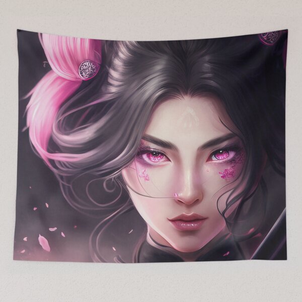 Item preview, Anime character with black pink hair designed and sold by 100PercentOtaku.