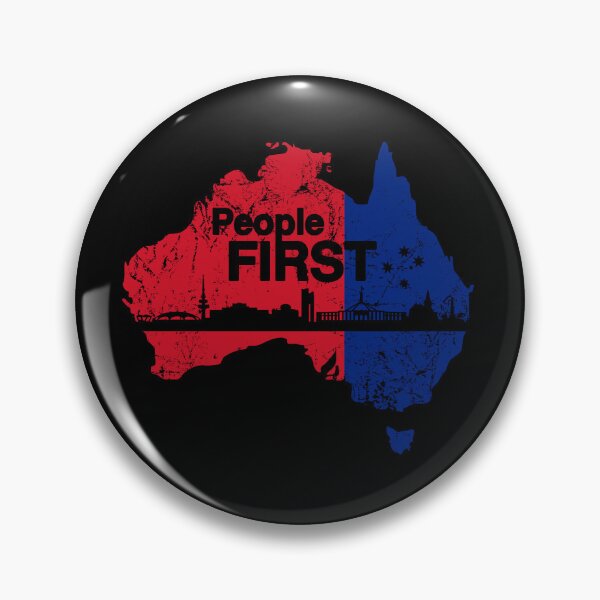Item preview, Australian Labor Party, People First with Canberra Skyline in black designed and sold by Manoroma.