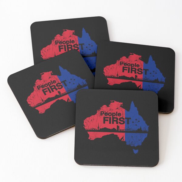 Item preview, Australian Labor Party, People First with Canberra Skyline in black designed and sold by Manoroma.