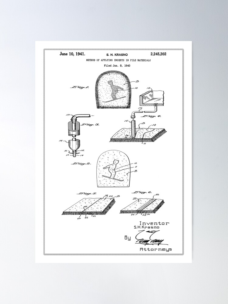 Alternate view of Samuel Krasno Mitten Patent. 1941. Poster