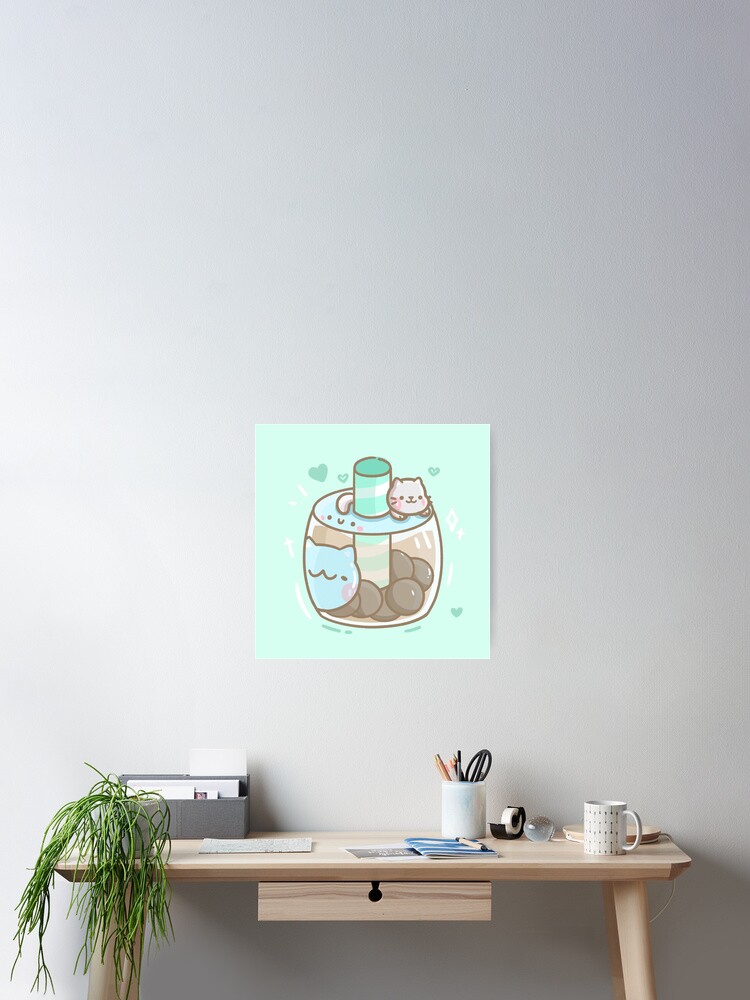 Thumbnail 2 of 3, Poster, Bubble Tea Cat designed and sold by ChocoPeanuts.