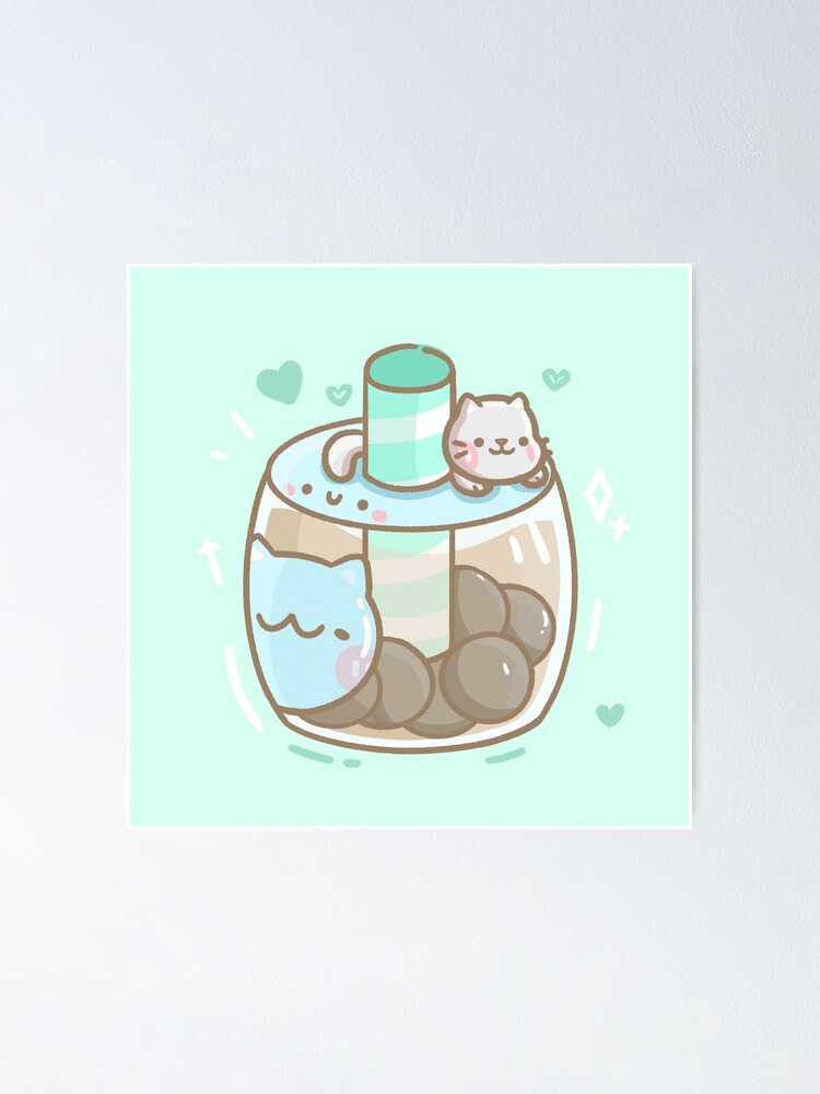 Thumbnail 1 of 3, Poster, Bubble Tea Cat designed and sold by ChocoPeanuts.