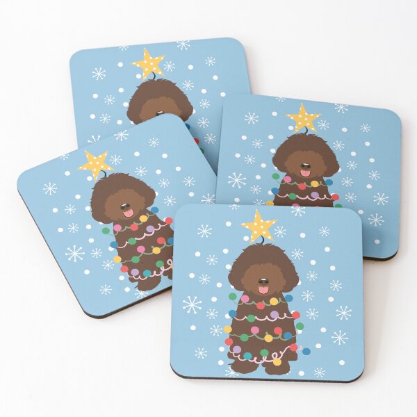 Item preview, Chocolate Aussiedoodle Christmas Tree  designed and sold by Lulupainting.