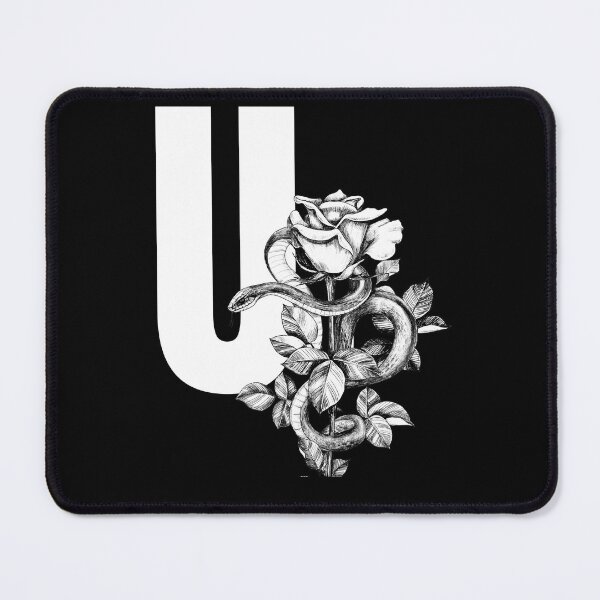 Item preview, U Botanical Monogram. Peony snake floral letter designed and sold by Emotionsy.