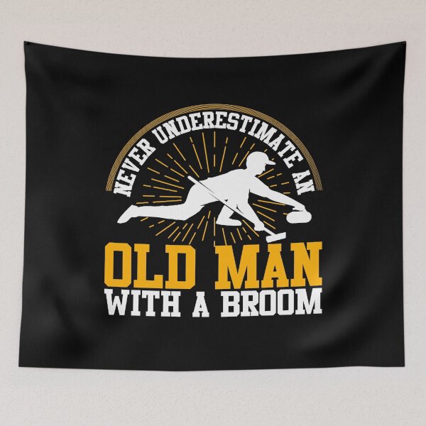 Item preview, Never Underestimate An Old Man With A Broom Funny Curling designed and sold by rifatart.