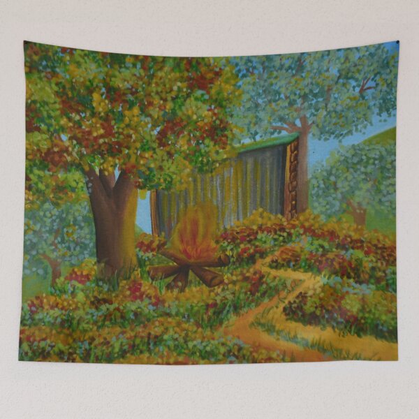 Item preview, The oak hut no. 12 - Secret garden - Gouache painting designed and sold by WanderingGraha.