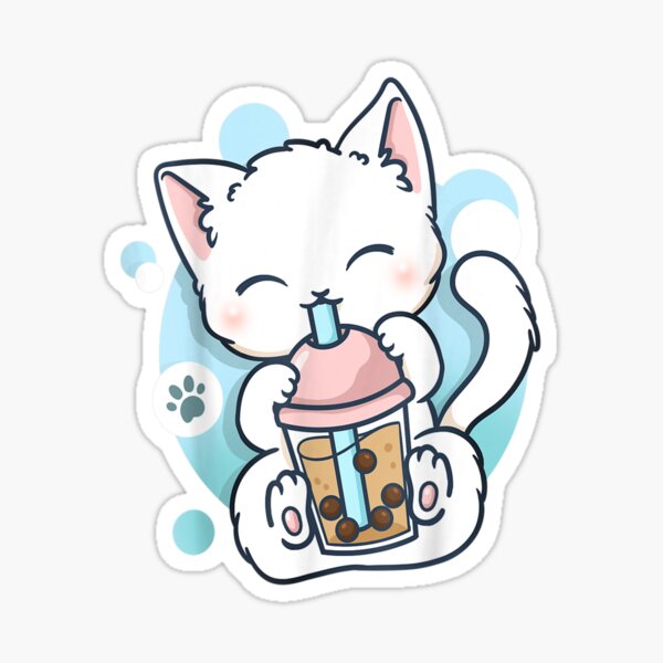 Cat Boba Tea Bubble Tea Anime Kawaii Neko T-Shirt Sticker by DHBubble -  Pixels
