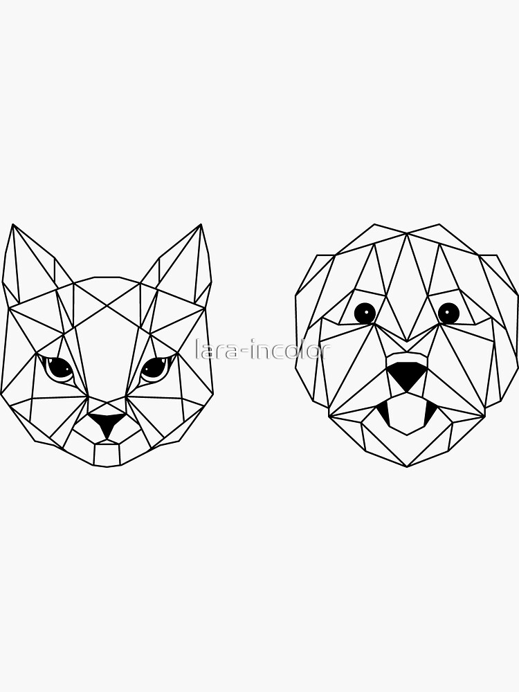 "Cat and dog geometric design" Sticker for Sale by laraincolor Redbubble